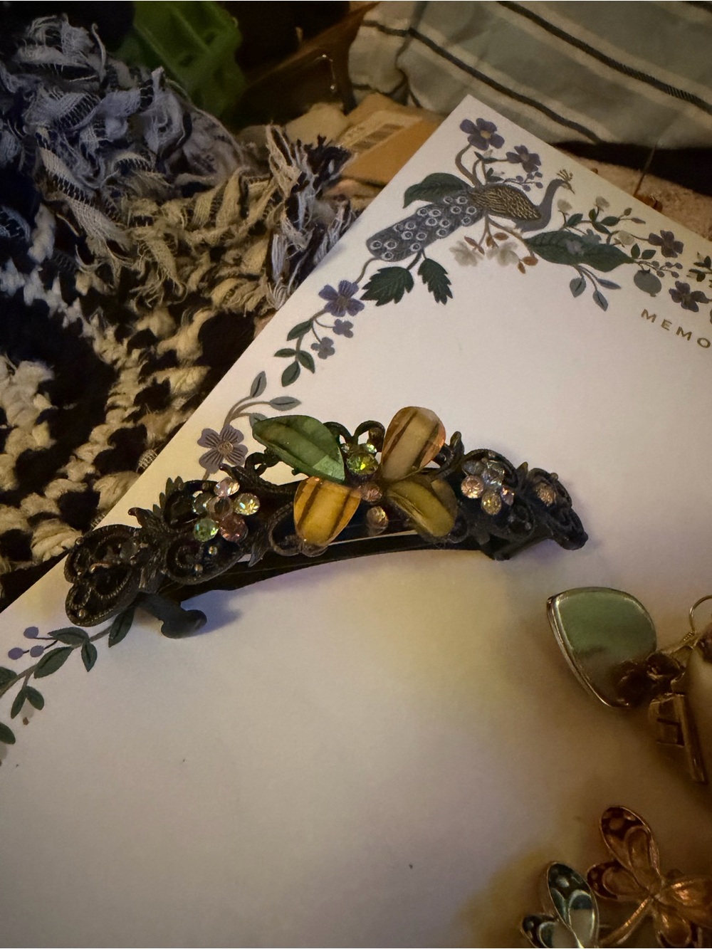 Butterfly Hair Barrette in Green and Yellow - Unbranded